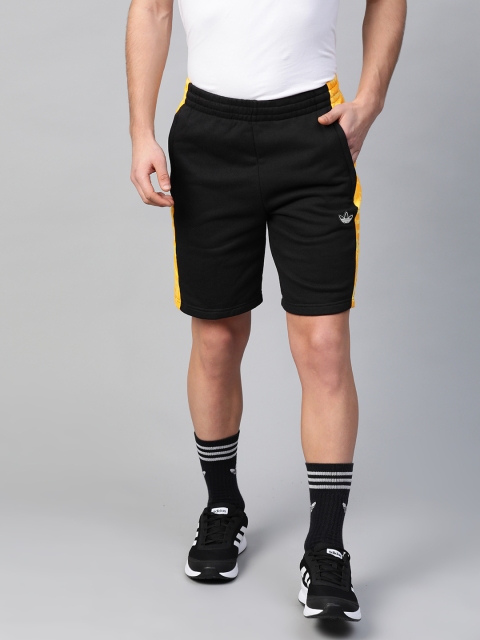 

ADIDAS Originals Men Black Solid Regular Fit Panel Trefoil Graphic Sports Shorts