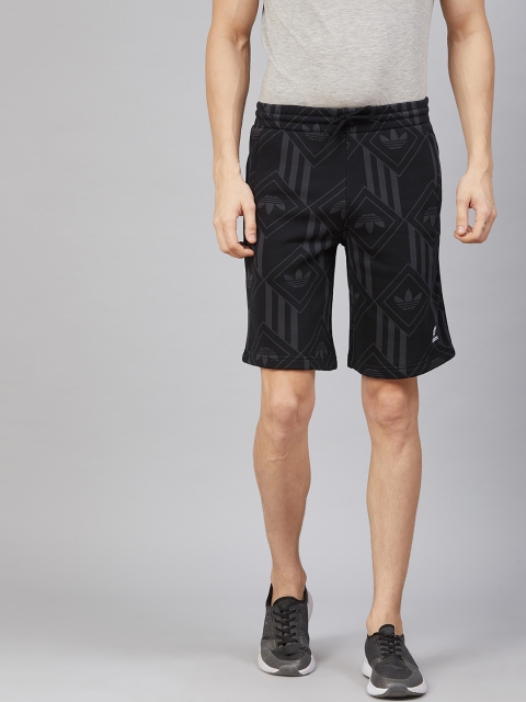 

ADIDAS Originals Men Black & Charcoal Grey Printed Clothing Monogram Shorts