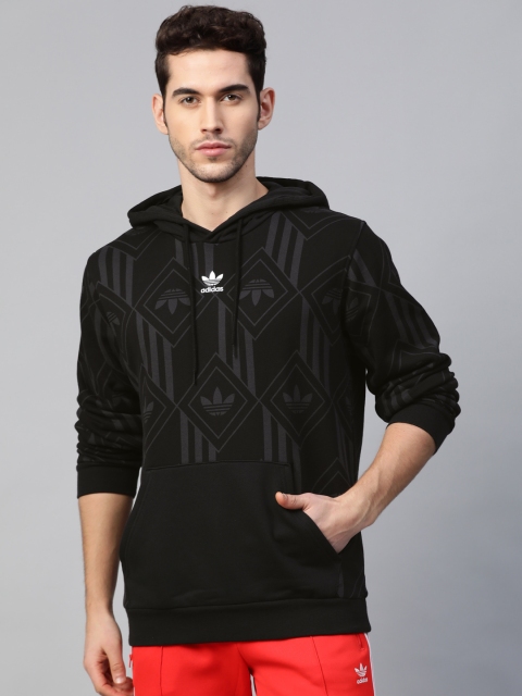 

ADIDAS Originals Men Black & Grey Printed Monogram Hoodie