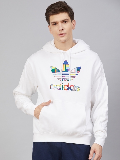 

ADIDAS Originals Men White & Blue Brand Logo Pride Flag Fill Hoodie Sweatshirt