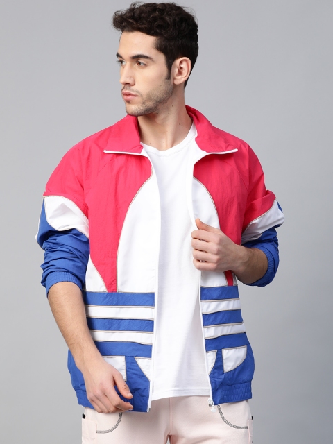 

ADIDAS Originals Men Pink & Blue Big Trefoil Outline Woven Colourblock Track Jacket