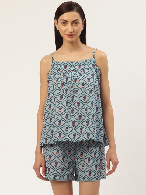 

pinwheel Women Blue & Red Printed Nightsuit