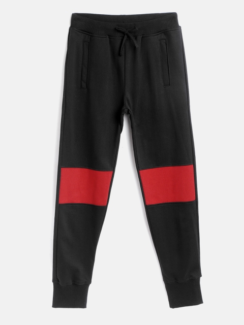 

YK Boys Black & Red Colourblocked Pure Cotton Joggers