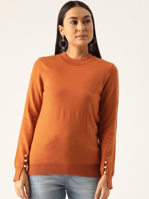 

Madame Women Rust Brown Solid Acrylic Sweater