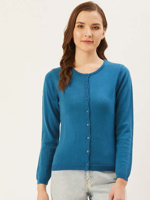 

Madame Women Blue Solid Cardigan