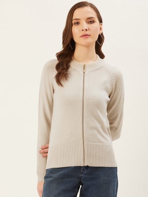 

Madame Women Beige Solid Cardigan