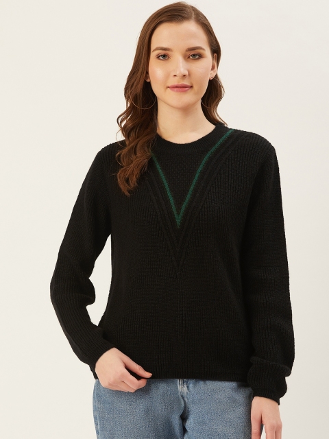 

Madame Women Black Ribbed Pullover