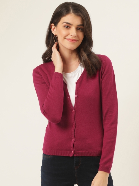 

Madame Women Magenta Solid Cardigan Sweater
