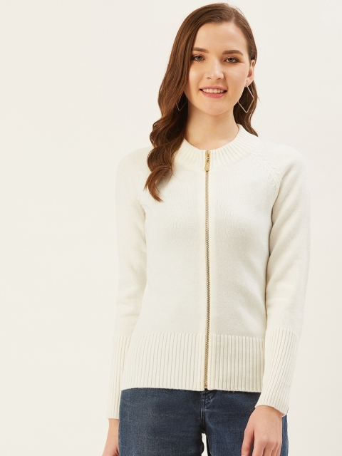 

Madame Women Off-White Solid Cardigan