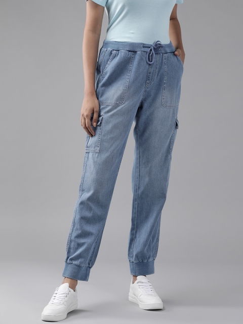 

Roadster Women Blue Jogger Mid-Rise Pure Cotton Clean Look Jeans