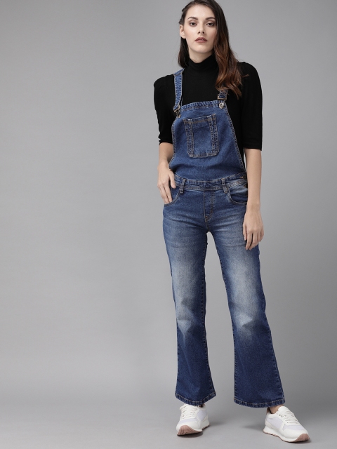 

Roadster Women Blue Faded Flared Fit Denim Dungaree