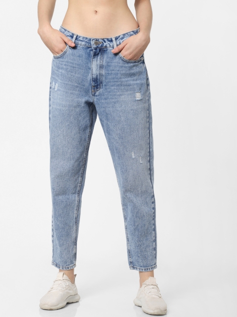 

ONLY Women Blue Relaxed Fit Mid-Rise Low Distress Jeans