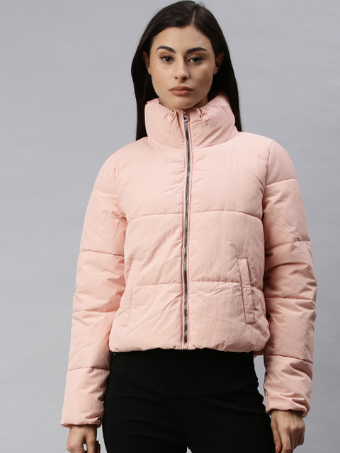 

ONLY Women Pink Solid Padded Jacket