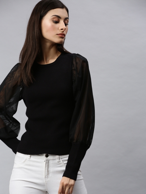 

ONLY Women Black Solid Pullover Sweater