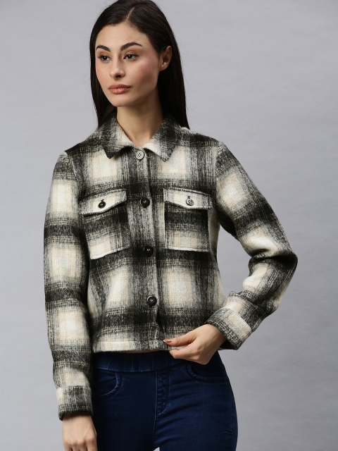 

ONLY Women Black & Beige Checked Tailored Jacket