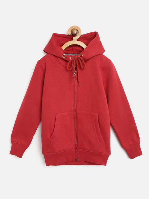 

White Snow Girls Maroon Solid Hooded Sweatshirt