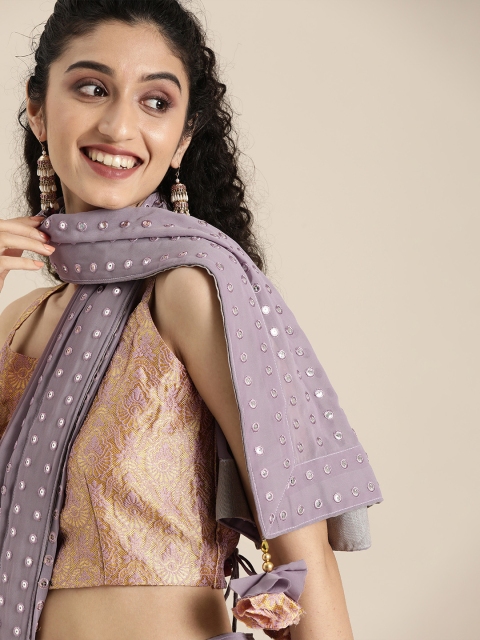 

Inddus Mauve Embellished Poly Georgette Saree