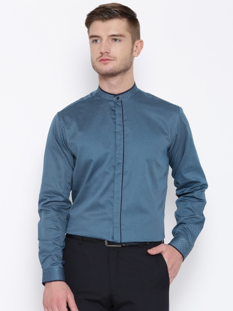 

V Dot by Van Heusen Blue Printed Slim Semiformal Shirt