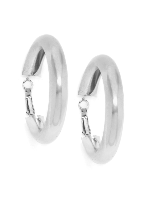 Jewels Galaxy Silver-Plated Circular Hoop Earrings