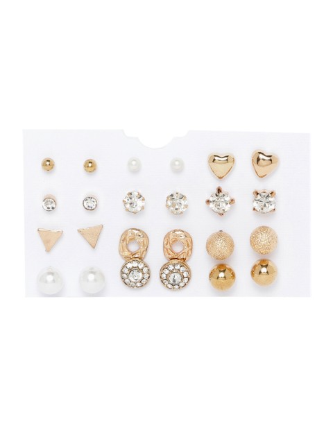 

Jewels Galaxy Women Set of 12 Gold-Plated Studs