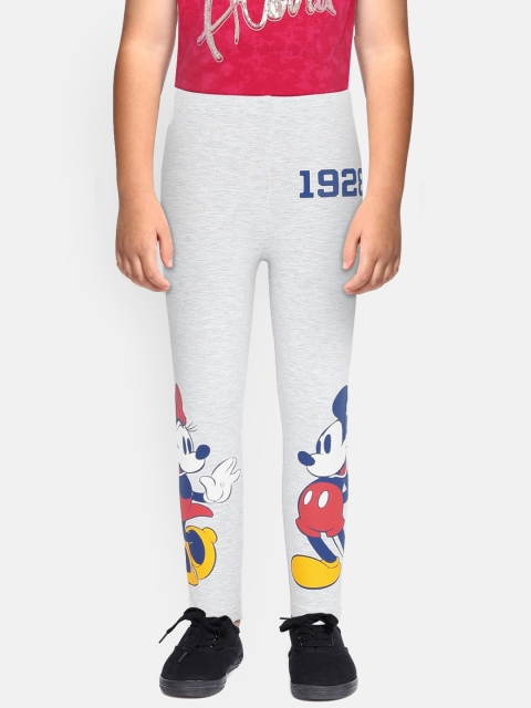 

Loocust Girls Grey Melange Printed Ankle Length Disney Minnie Mouse Leggings