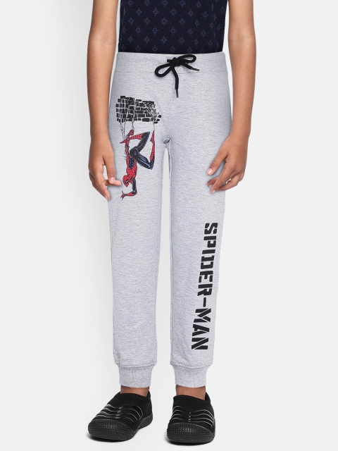 

Loocust Boys Grey Melange & Black Printed Straight Fit Spiderman Joggers