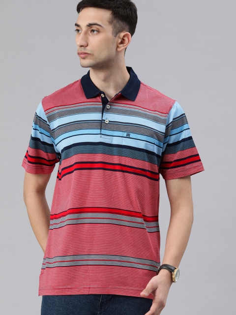 

Raymond Men Red Striped Polo Collar T-shirt