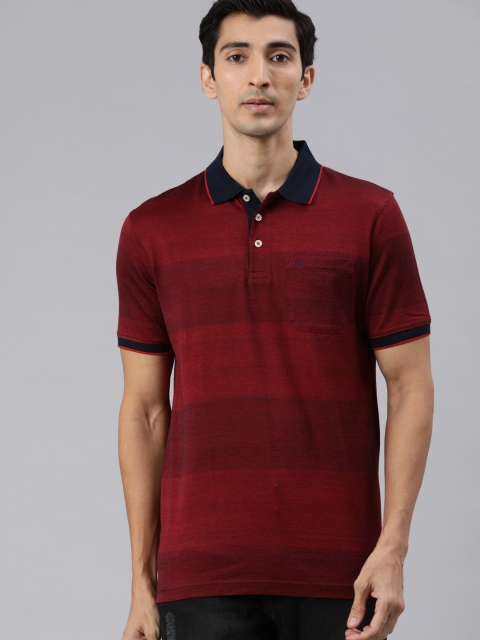 

Raymond Men Red Striped Polo Collar T-shirt