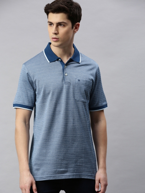 

Raymond Men Blue Printed Polo Collar T-shirt