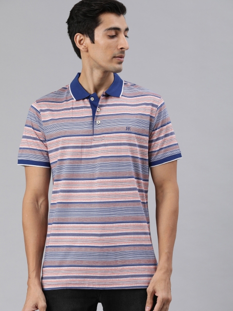 

Raymond Men Brown Striped Polo Collar T-shirt