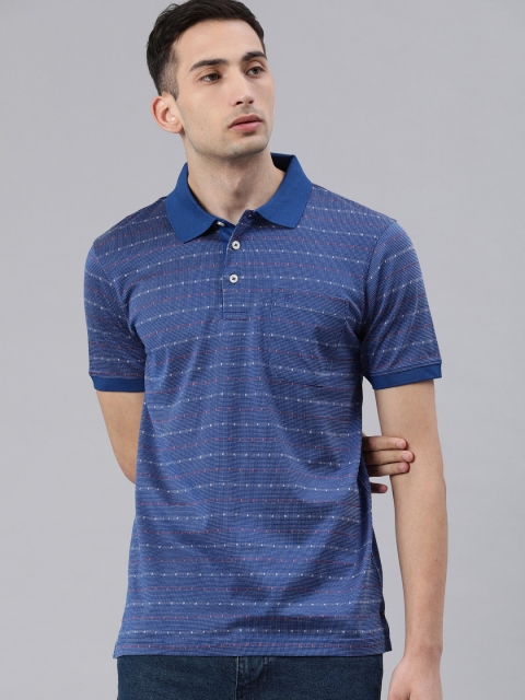 

Raymond Men Navy Blue Printed Polo Collar T-shirt