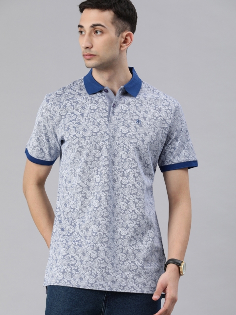 

Raymond Men Blue Printed Polo Collar T-shirt