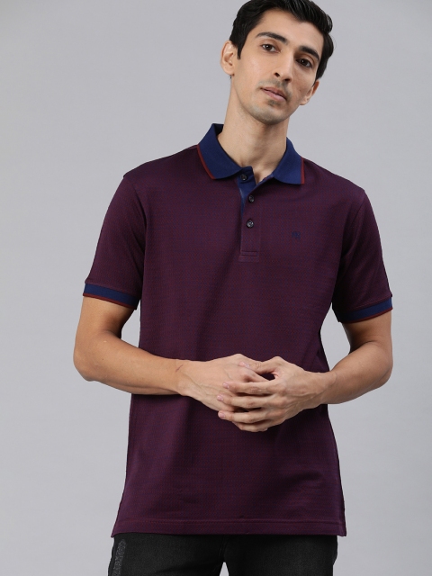 

Raymond Men Maroon Checked Polo Collar T-shirt