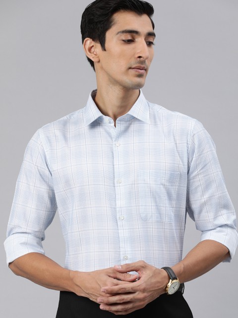 

Raymond Men White & Blue Contemporary Fit Checked Formal Shirt