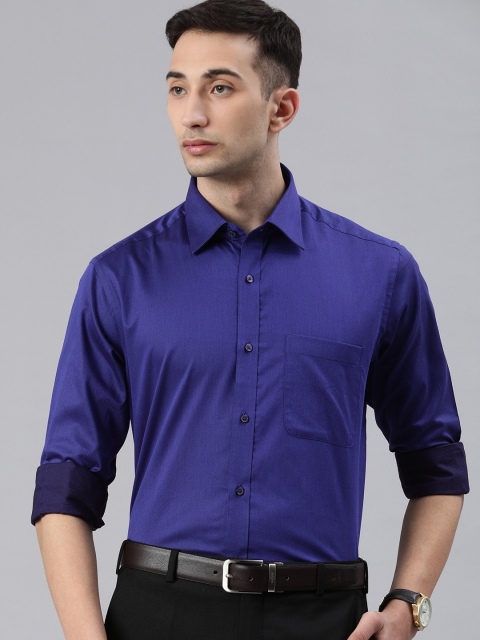 

Raymond Men Navy Blue Contemporary Fit Self Design Formal Shirt