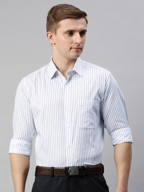 

Raymond Men Blue & White Slim Fit Striped Casual Shirt