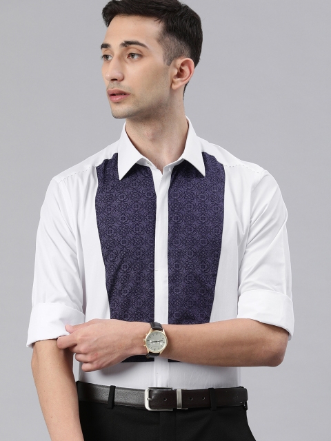 

Raymond Men White & Navy Blue Regular Fit Printed Formal Shirt