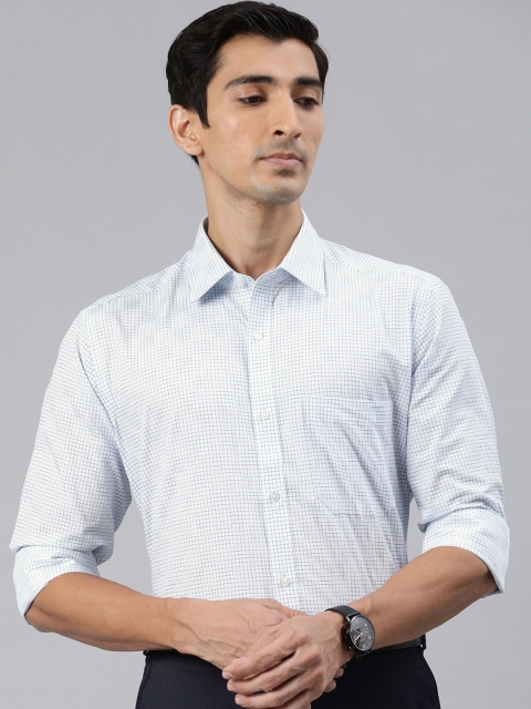 

Raymond Men White & Blue Contemporary Fit Checked Formal Shirt
