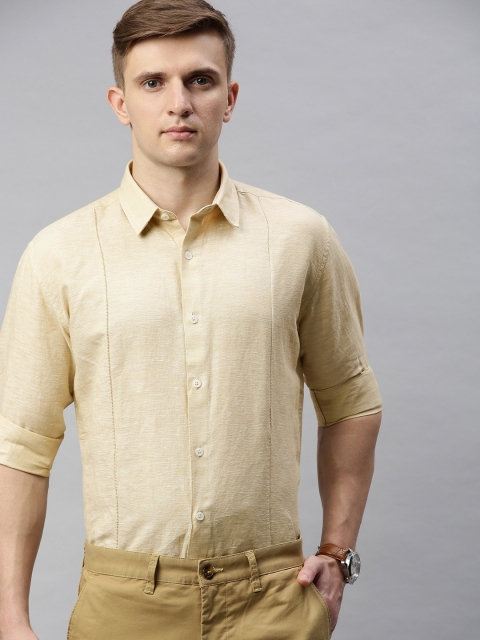 

Park Avenue Men Beige Slim Fit Solid Linen Smart Casual Shirt