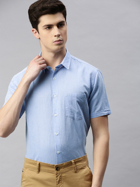 

Park Avenue Men Blue Slim Fit Solid Linen Smart Casual Shirt