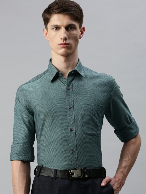 

Raymond Men Green Regular Fit Self Design Formal Shirt