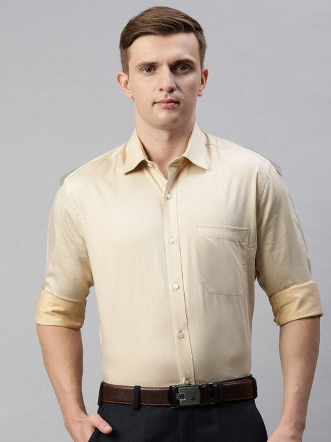 

Raymond Men Beige Contemporary Regular Fit Self Design Formal Shirt
