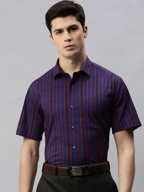 

Park Avenue Men Blue Regular Fit Striped Formal Shirt