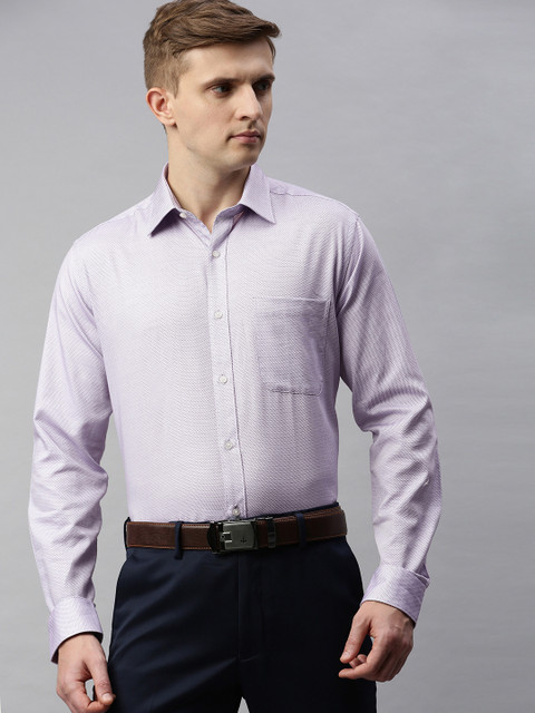 

Raymond Men Violet Slim Fit Self Design Formal Shirt
