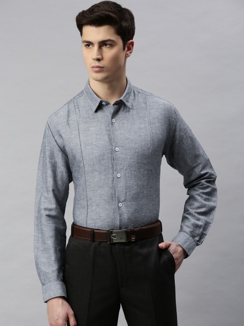 

Park Avenue Men Grey Slim Fit Solid Linen Formal Shirt