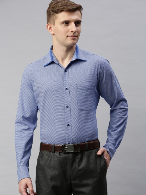 

Raymond Men Blue & White Slim Fit Self Design Formal Shirt
