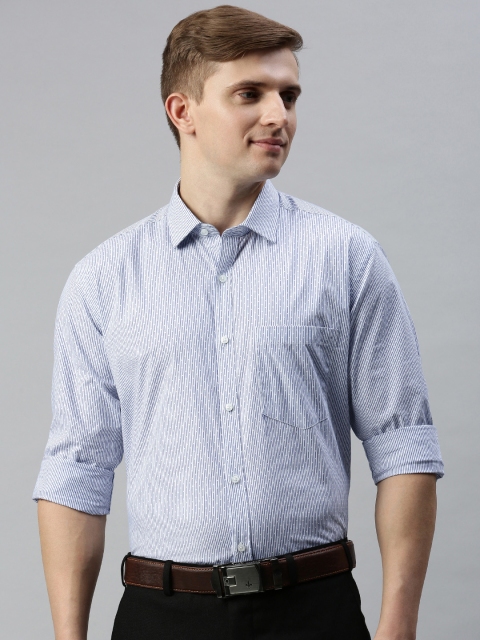 

Park Avenue Men Blue Slim Fit Striped Formal Shirt
