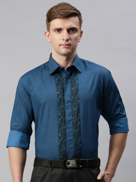 

Raymond Men Blue Slim Fit Printed Semiformal Shirt