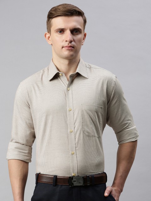 

Raymond Men Beige & Brown Regular Fit Self Design Formal Shirt