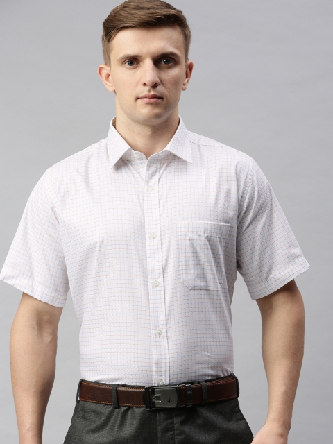 

Raymond Men White & Orange Contemporary Fit Checked Formal Shirt